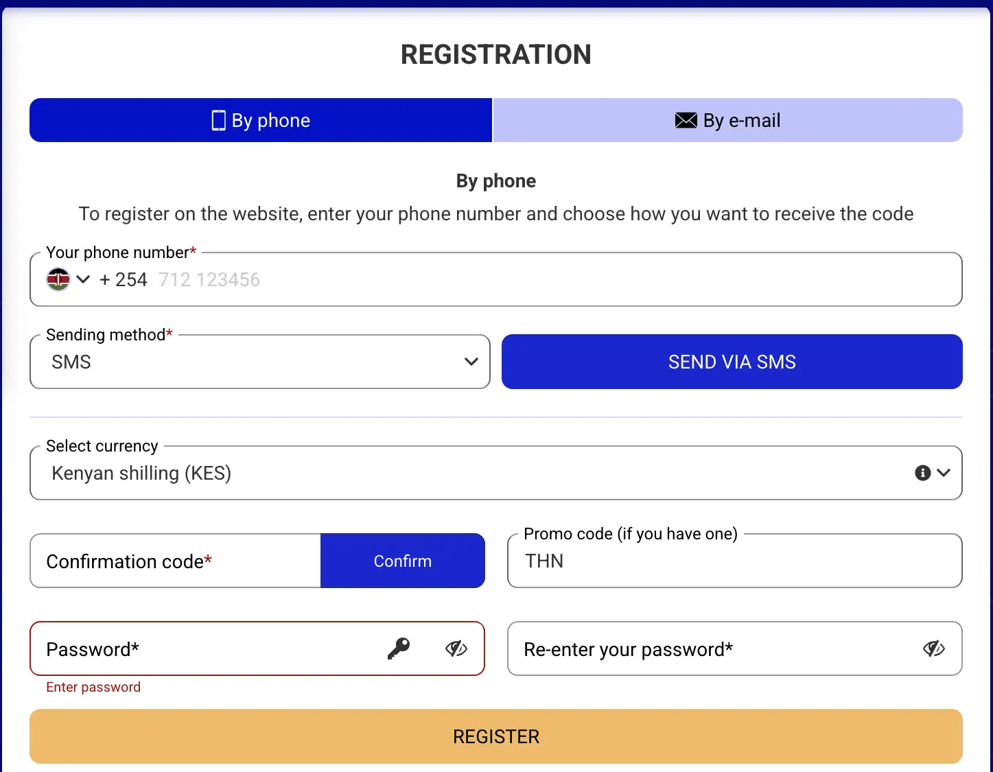 PariPesa Kenya sign up form