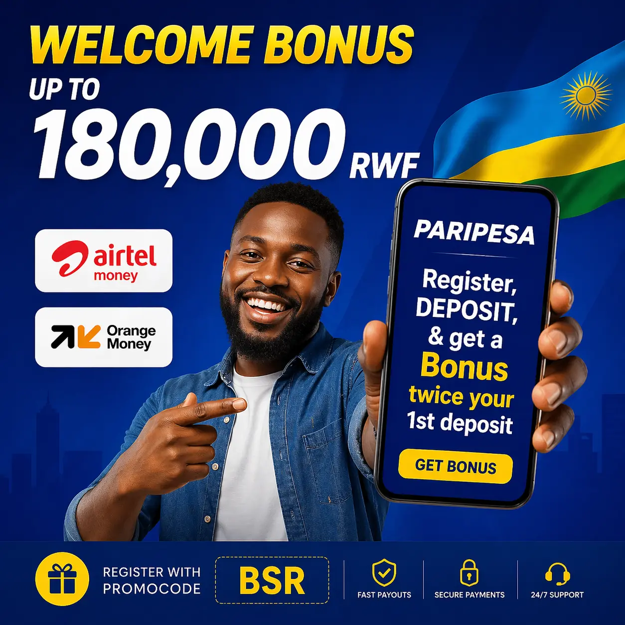 PariPesa Rwanda 180,000 RWF welcome bonus
